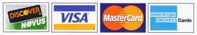 We accept Visa, MasterCard, Discover and American Express Credit Cards